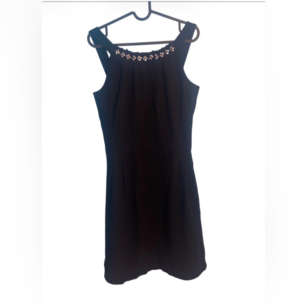 Tory Burch Sheila Embellished Black Sleeveless Jewel-Neck A-Line Dress size 4 - Picture 2 of 5